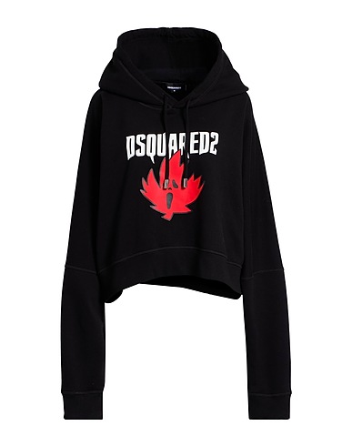 DSQUARED2 Hooded track jacket  Black 100% Cotton, Elastane