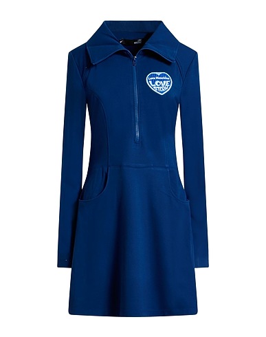 LOVE MOSCHINO Short dress Navy blue 65% Viscose, 30% Polyamide, 5% Elastane