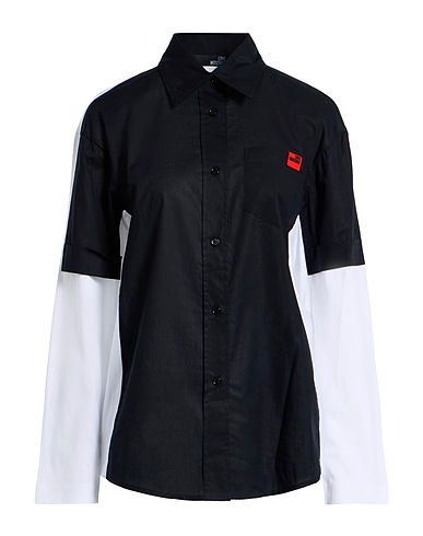LOVE MOSCHINO Camicie  e bluse fantasia Nero 100% Cotone, Elastan