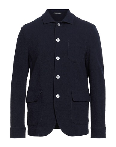 EMPORIO ARMANI Jacket Midnight blue 98% Virgin Wool, 2% Elastane