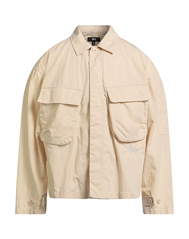 STUSSY Solid color shirt Beige 74% Cotton, 21% Recycled nylon, 5% Nylon