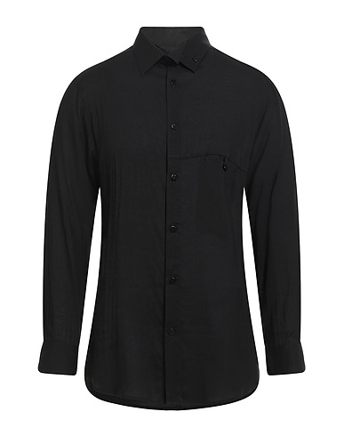 YOHJI YAMAMOTO POUR HOMME Einfarbiges Hemd Schwarz 100% Zellulose