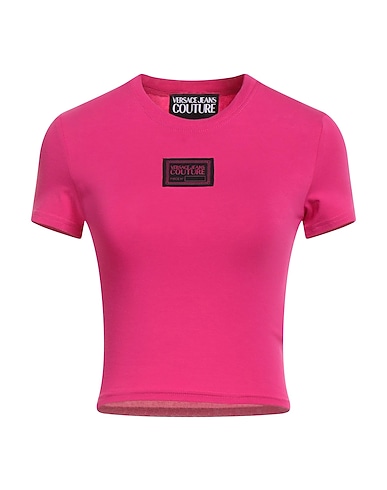 VERSACE JEANS COUTURE Crop top Fuchsia 95% Cotton, 5% Elastane