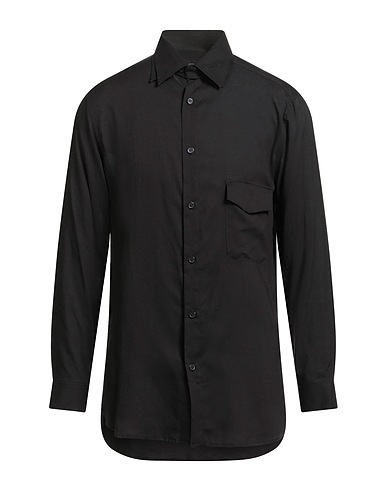 YOHJI YAMAMOTO POUR HOMME Solid colour shirt Black 100% Cellulose