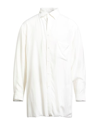YOHJI YAMAMOTO POUR HOMME Solid colour shirt White 95% Rayon, 5% Silk