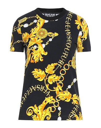 VERSACE JEANS COUTURE Ｔシャツ ブラック コットン 83% / ポリウレタン 17%