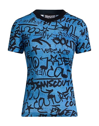 VERSACE JEANS COUTURE T-shirt Slate blue 100% Cotton