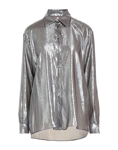 INDRESS Solid colour shirts & blouses Silver 64% Silk, 36% Polyester