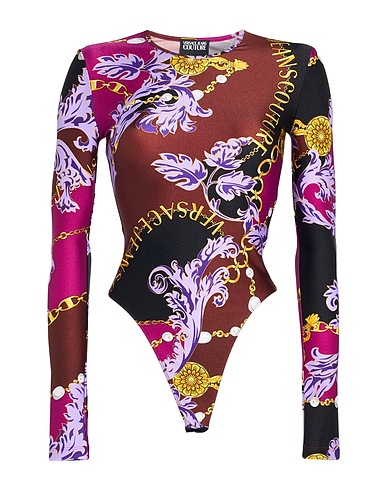 VERSACE JEANS COUTURE TOPWEAR Chocolate brown 80% Polyamide, 20% Elastane