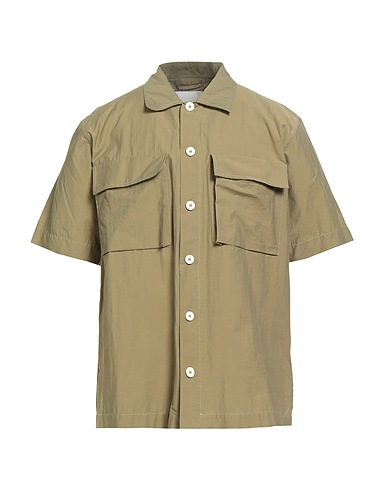 T_COAT Solid color shirt Military green 85% Cotton, 15% Polyamide
