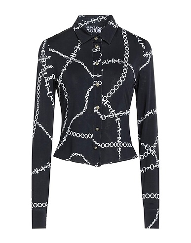 VERSACE JEANS COUTURE Patterned shirts & blouses Black 90% Viscose, 10% Elastane