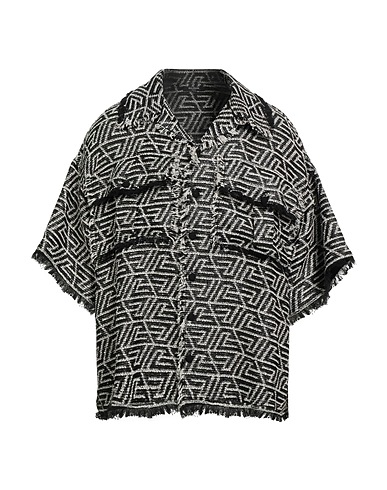 BALMAIN Patterned shirt Black 68% Cotton, 22% Viscose, 10% Metallic fiber