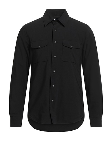 ASPESI Solid color shirt Black 53% Polyester, 43% Virgin Wool, 4% Elastane