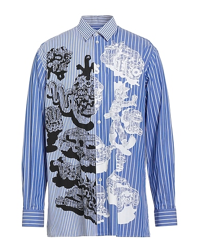 STELLA McCARTNEY MEN Striped shirt Light blue 100% Cotton
