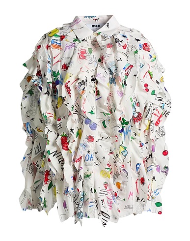 MSGM Patterned shirts & blouses White 100% Cotton
