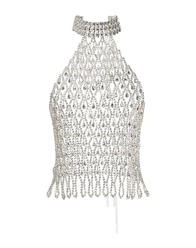 SANTA BRANDS Off-the-shoulder top Silver 60% Crystal, 40% Metal alloy