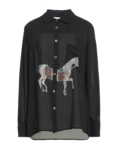 5 PROGRESS Shirts Black 70% Viscose, 30% Polyester