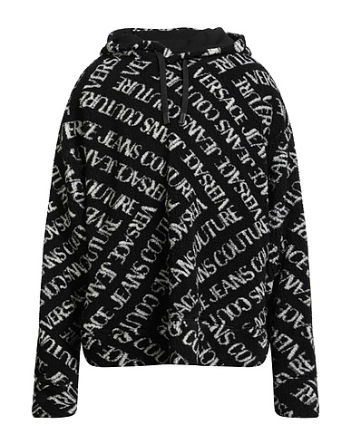 VERSACE JEANS COUTURE Hooded track jacket  Black 68% Polyester, 32% Acrylic