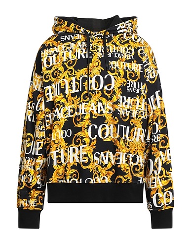 VERSACE JEANS COUTURE Hooded track jacket  Black 100% Cotton, Elastane