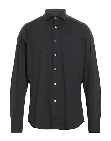 EDIZIONI LIMONAIA Solid color shirt Black 72% Cotton, 25% Polyamide, 3% Elastane