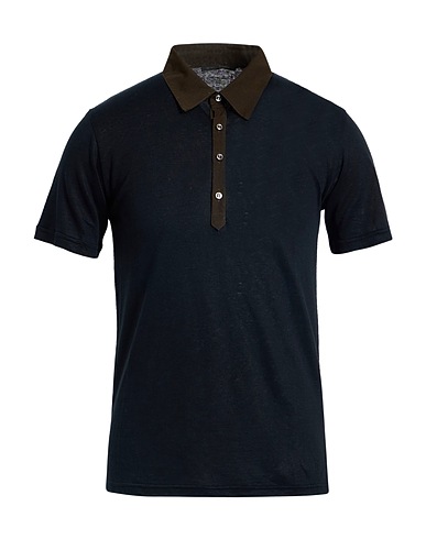 ROBERTO COLLINA Poloshirt Schwarz 77% Leinen, 23% Baumwolle