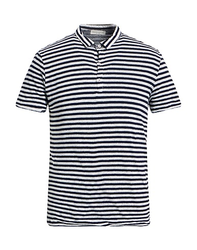 ROBERTO COLLINA Polo shirt Midnight blue 55% Linen, 45% Cotton