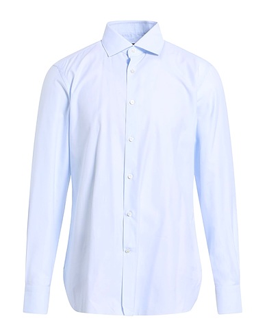 ZEGNA Checked shirt Sky blue 100% Cotton