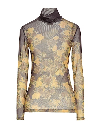 DRIES VAN NOTEN T-shirt Dark brown 90% Polyester, 10% Elastane