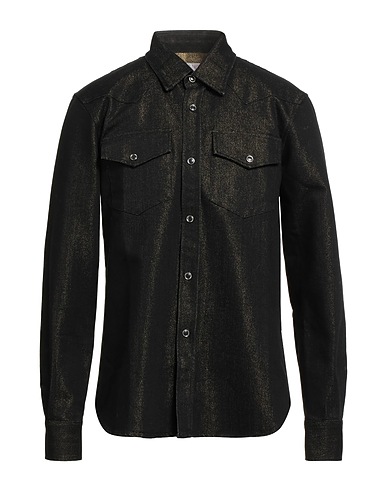 DEPARTMENT 5 Denim shirt Black 70% Cotton, 20% Rayon, 10% Polyethylene