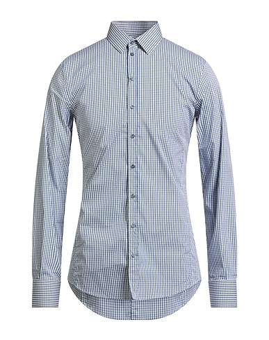 DOLCE&GABBANA Checked shirt Blue 75% Cotton, 21% Polyamide, 4% Elastane