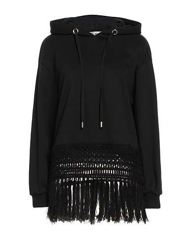 TWINSET Hooded track jacket  Black 85% Cotton, 15% Polyester