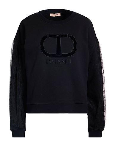 TWINSET Sweatshirt Black 100% Cotton, Polyester