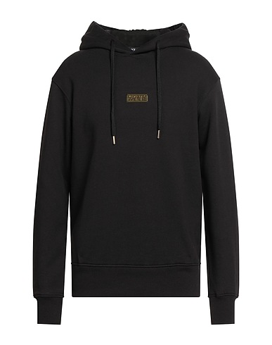 VERSACE JEANS COUTURE Hooded track jacket  Black 100% Cotton, Elastane
