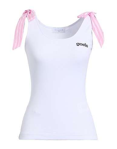 GAëLLE Paris Tank top White 97% Cotton, 3% Elastane, Polyester