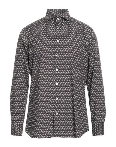 LARDINI Patterned shirt Charcoal 100% Cotton
