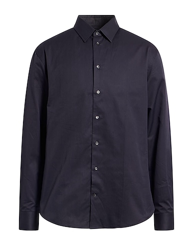 EMPORIO ARMANI Solid color shirt Midnight blue 100% Cotton