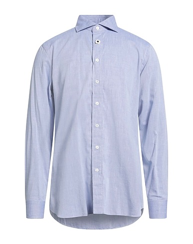 LARDINI Striped shirt Sky blue 90% Cotton, 10% Wool