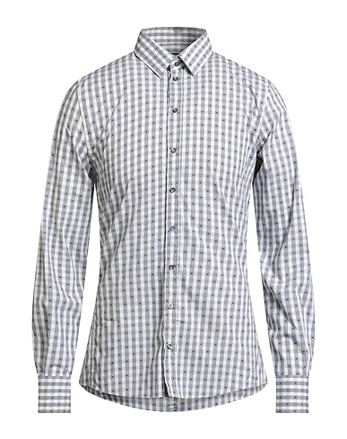 DOLCE&GABBANA Checked shirt White 75% Cotton, 21% Polyamide, 4% Elastane