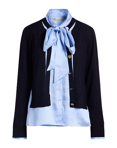 TORY BURCH Striped shirt 100% Merino Wool, Viscose, Silk