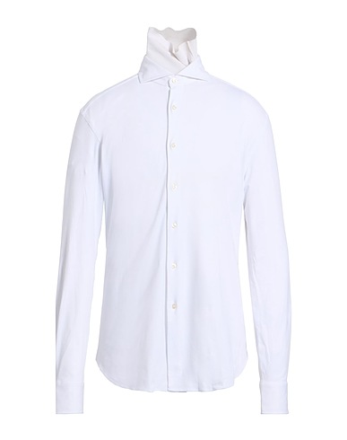 XACUS Solid colour shirt FOR FRANZ KRALER White 89% Cotton, 11% Elastane
