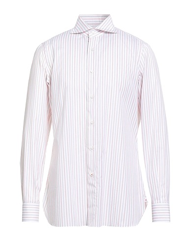 ISAIA Striped shirt Light grey 100% Cotton