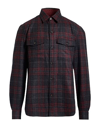 ISAIA Camicia a quadri Antracite 90% Lana, 10% Cachemire