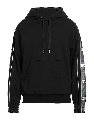 DOLCE&GABBANA Hooded track jacket  Black 100% Cotton, Elastane
