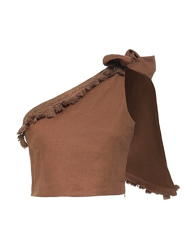 VICOLO Top Marrone 55% Lino, 45% Viscosa