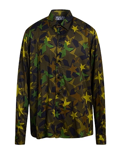 VERSACE JEANS COUTURE Patterned shirt Military green 100% Viscose