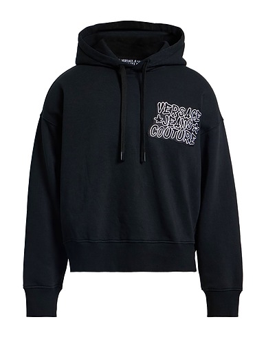 VERSACE JEANS COUTURE Hooded sweatshirt Black 67% Cotton, 33% Polyester, Elastane