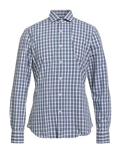 SAVILE ROW Checked shirt Navy blue 100% Cotton