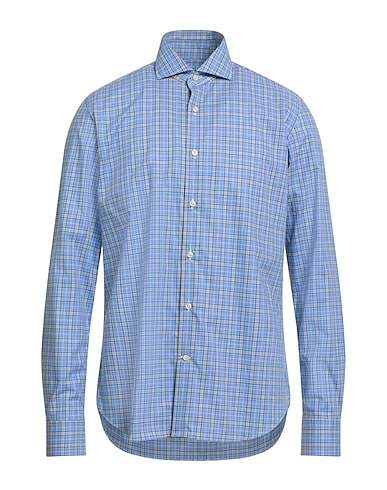 SAVILE ROW Kariertes Hemd Hellblau 100% Baumwolle