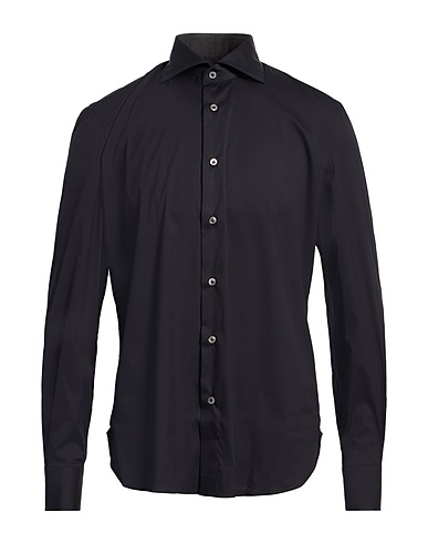 ERRICO FORMICOLA Napoli 솔리드 컬러 셔츠 블랙 75% 코튼, 20% 폴리아미드, 5% 엘라스테인