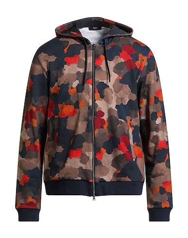 HERNO Hooded track jacket  Navy blue 100% Cotton, Polyamide